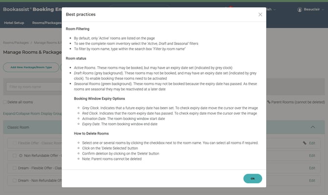 Mejores prácticas para administrar salas y paquetes