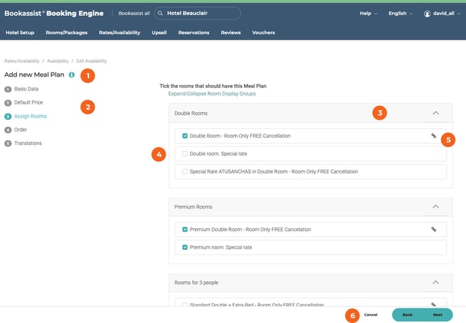 plan de comidas-agregar-asignar-habitaciones