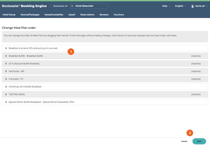 orden de plan de comidas